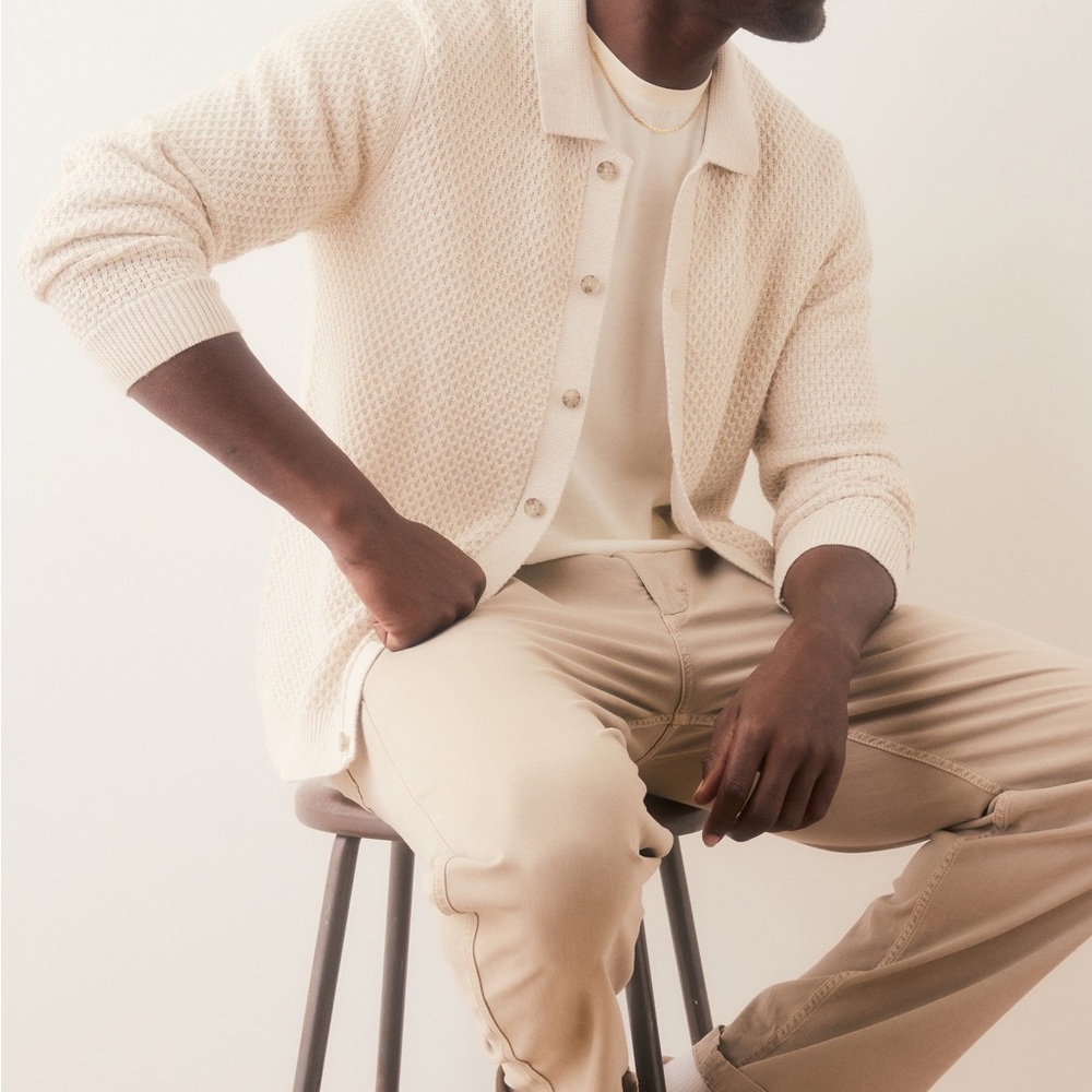 Marine Layer Arthur Sweater Button Down in Oatmeal